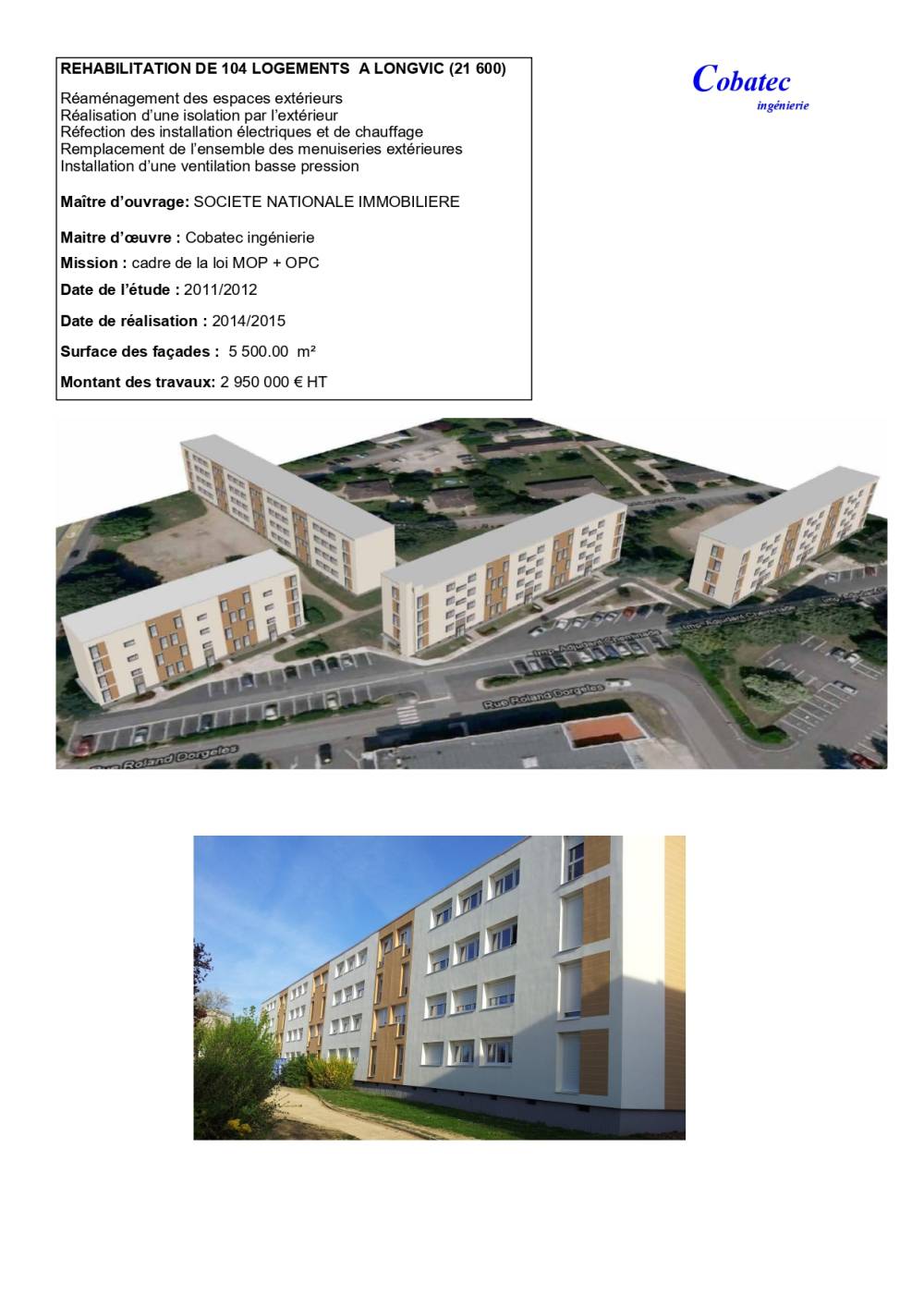 réhabilitation de 104 logements